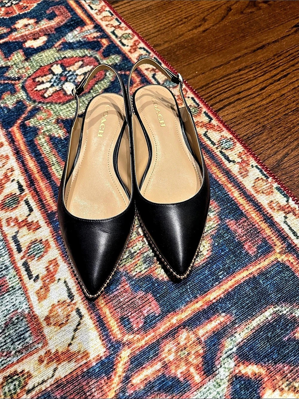 Coach Claire Skimmer Black Pointed-Toe Flats